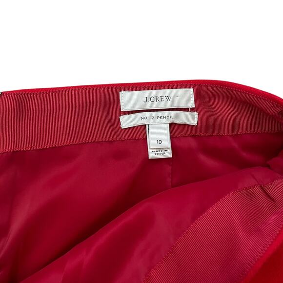 J.Crew No. 2 Pencil Skirt Wool Size 10 Red Style 88707 - Picture 3 of 7